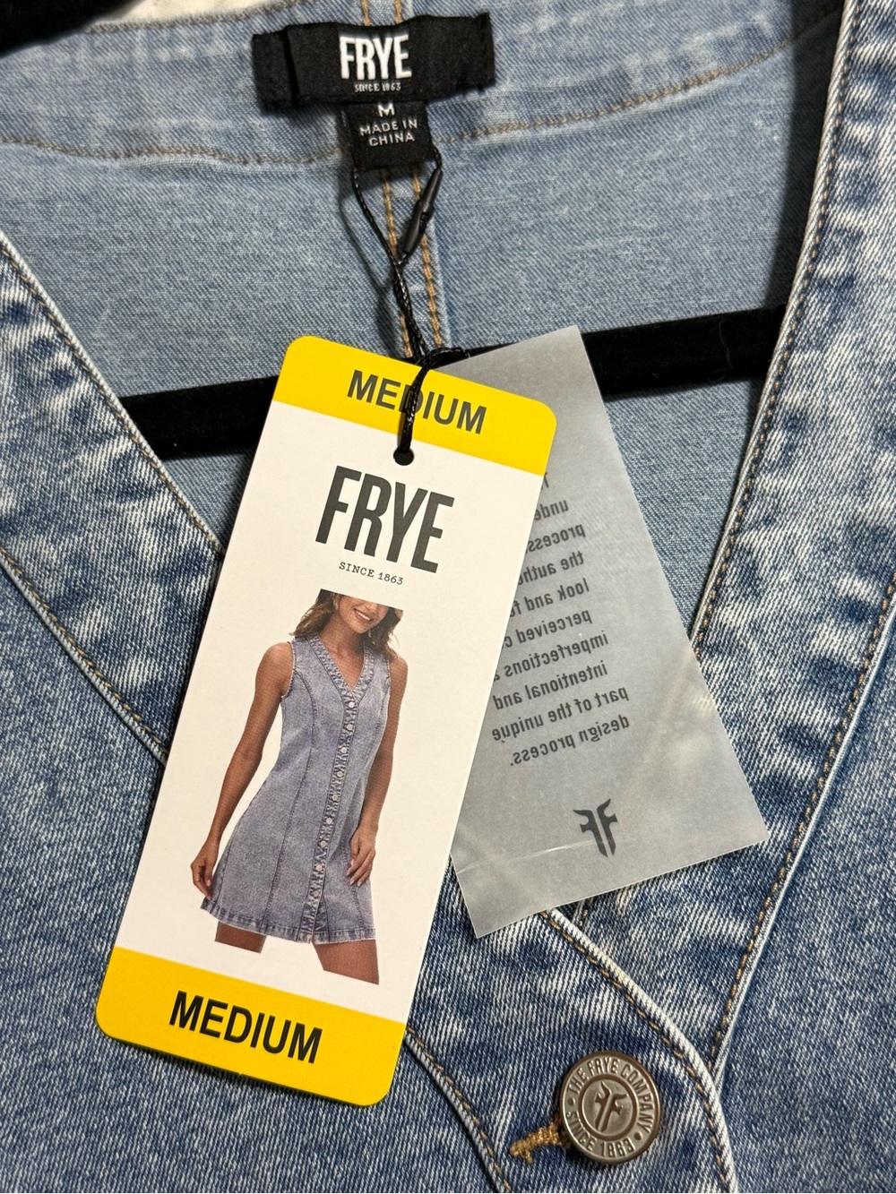 FRYE denim jean dress NWT Medium
